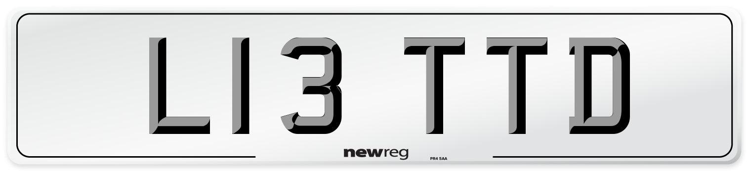 L13 TTD Number Plate from New Reg